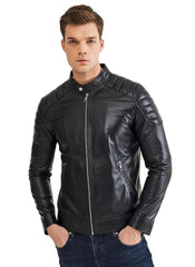 Men Genuine Leather Jacket MJ126 freeshipping - SkinOutfit