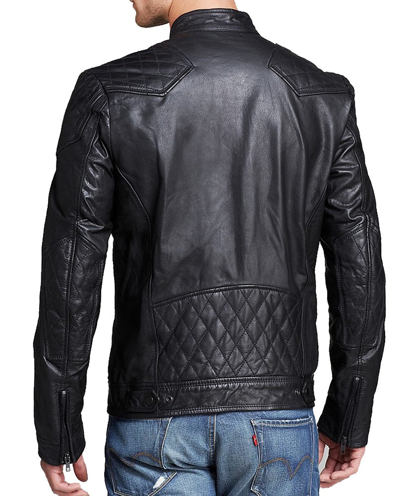 Men Lambskin Genuine Leather Jacket MJ126 freeshipping - SkinOutfit
