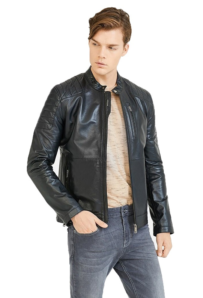 Men Genuine Leather Jacket MJ128 freeshipping - SkinOutfit