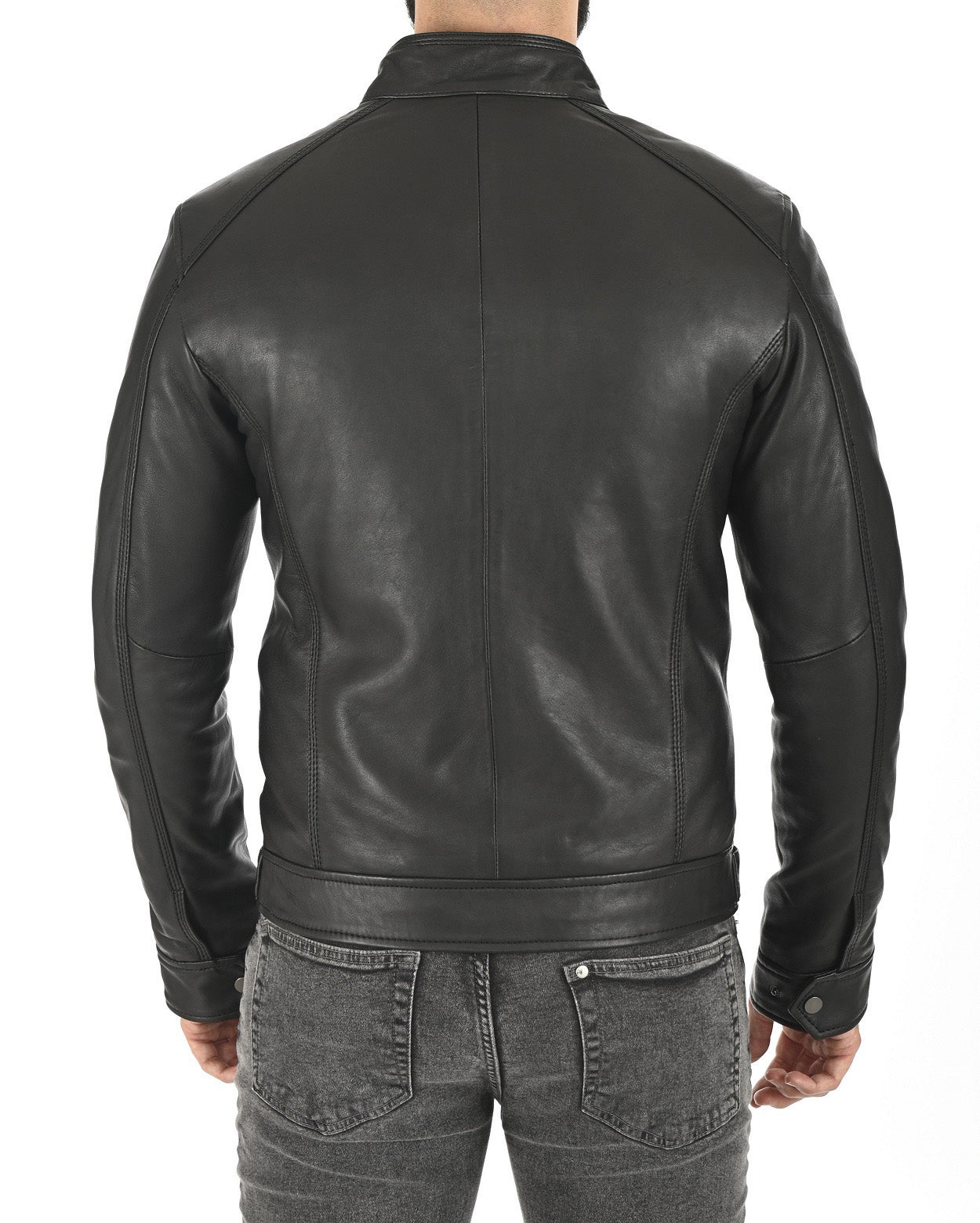 Men Lambskin Genuine Leather Jacket MJ129 SkinOutfit