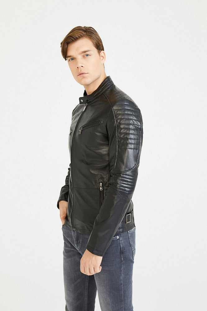 Men Genuine Leather Jacket MJ130 freeshipping - SkinOutfit