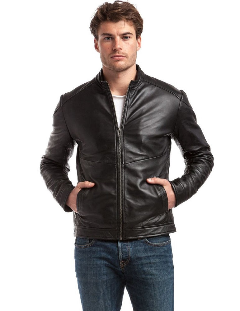 Men Genuine Leather Jacket MJ131 freeshipping - SkinOutfit