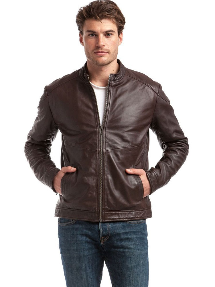 Men Genuine Leather Jacket MJ132 freeshipping - SkinOutfit
