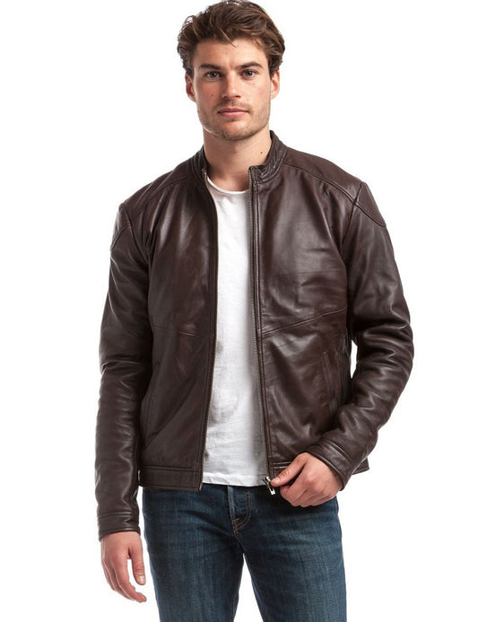 Men Genuine Leather Jacket MJ132 freeshipping - SkinOutfit