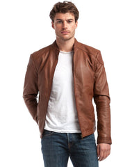 Men Genuine Leather Jacket MJ133 freeshipping - SkinOutfit