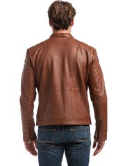 Men Genuine Leather Jacket MJ133 freeshipping - SkinOutfit