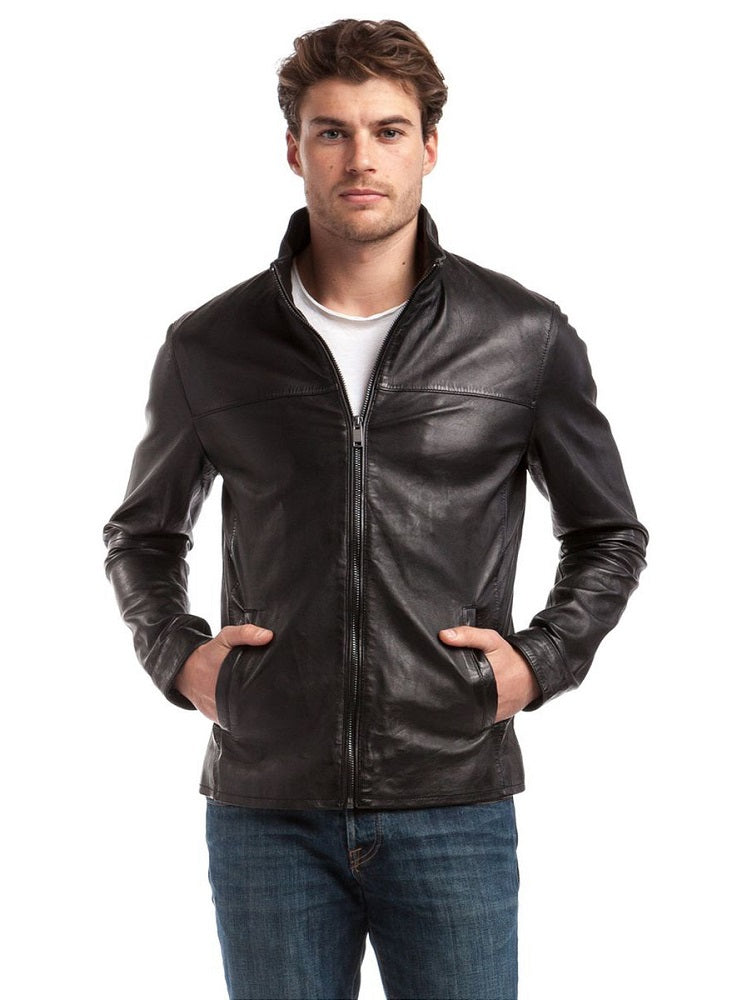 Men Genuine Leather Jacket MJ134 freeshipping - SkinOutfit