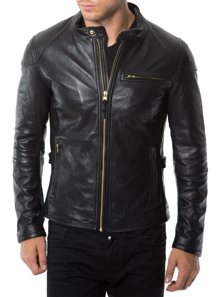 Men Lambskin Genuine Leather Jacket MJ135 freeshipping - SkinOutfit