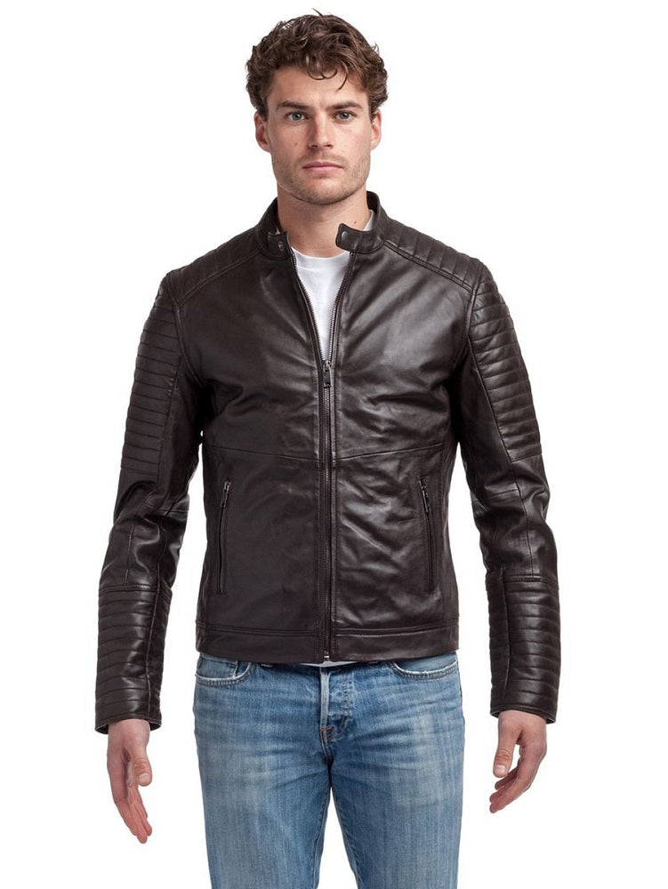 Men Genuine Leather Jacket MJ137 freeshipping - SkinOutfit