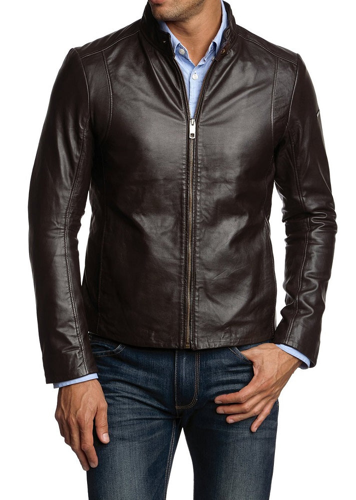 Men Lambskin Genuine Leather Jacket MJ137 freeshipping - SkinOutfit