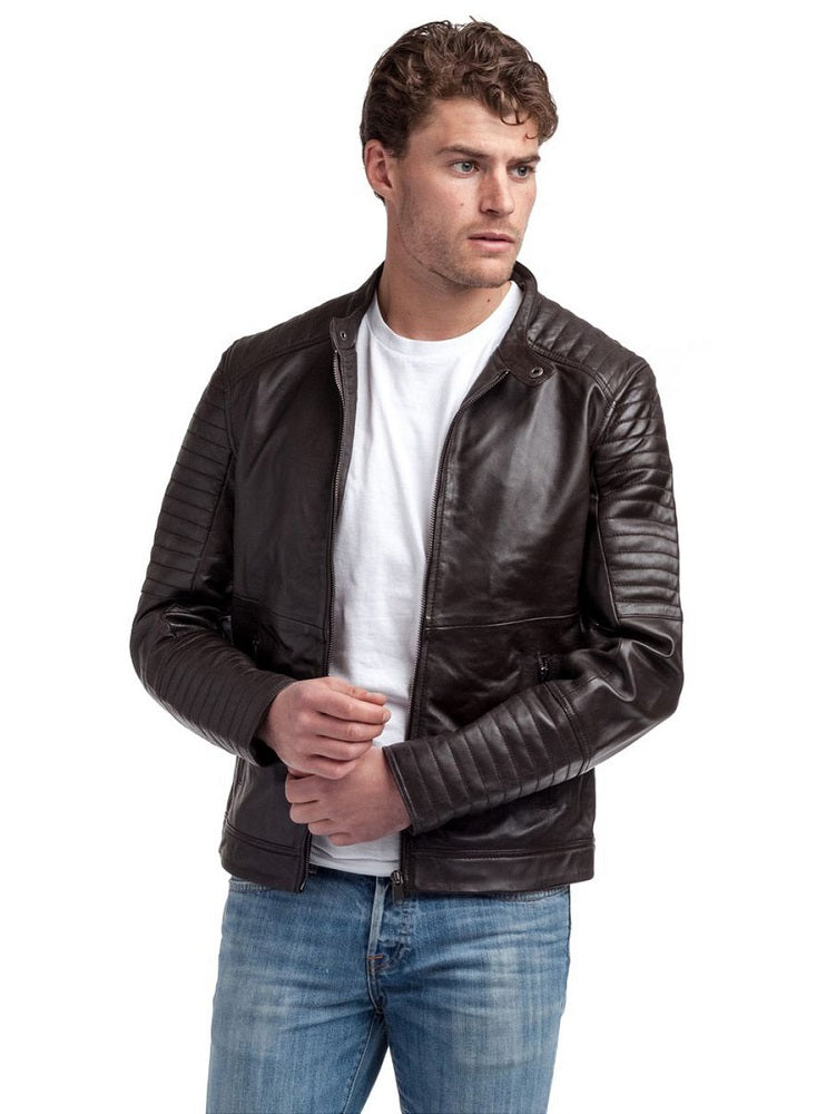Men Genuine Leather Jacket MJ137 freeshipping - SkinOutfit