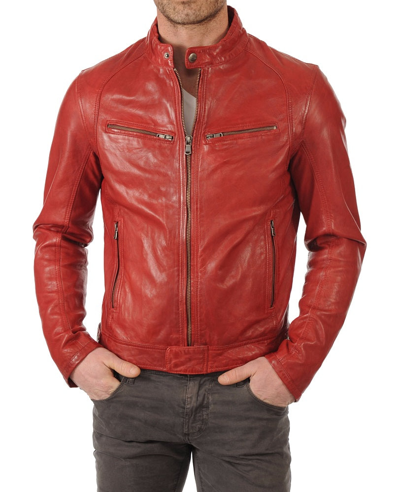 Men Lambskin Genuine Leather Jacket MJ139 freeshipping - SkinOutfit