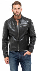 Men Genuine Leather Jacket MJ139 freeshipping - SkinOutfit