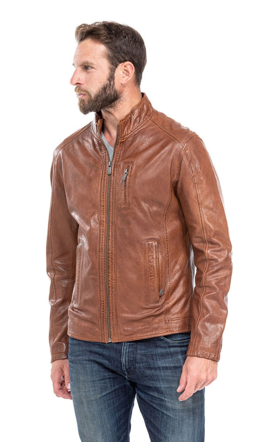 Men Genuine Leather Jacket MJ142 freeshipping - SkinOutfit