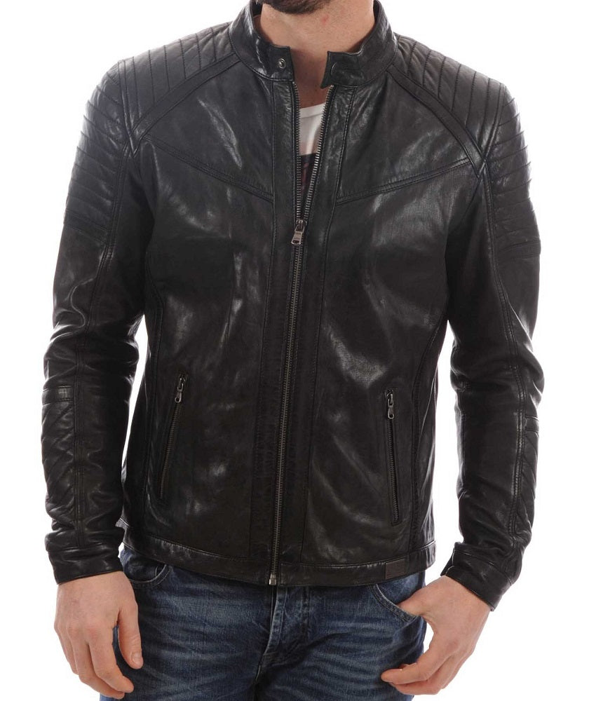 Men Lambskin Genuine Leather Jacket MJ145 freeshipping - SkinOutfit
