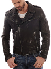 Men Lambskin Genuine Leather Jacket MJ146 freeshipping - SkinOutfit