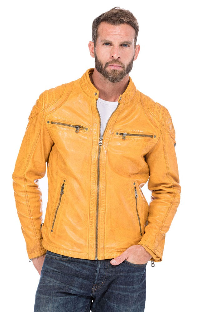 Men Genuine Leather Jacket MJ149 freeshipping - SkinOutfit