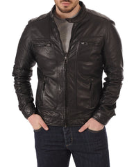Men Lambskin Genuine Leather Jacket MJ149 freeshipping - SkinOutfit
