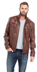 Men Genuine Leather Jacket MJ150 freeshipping - SkinOutfit