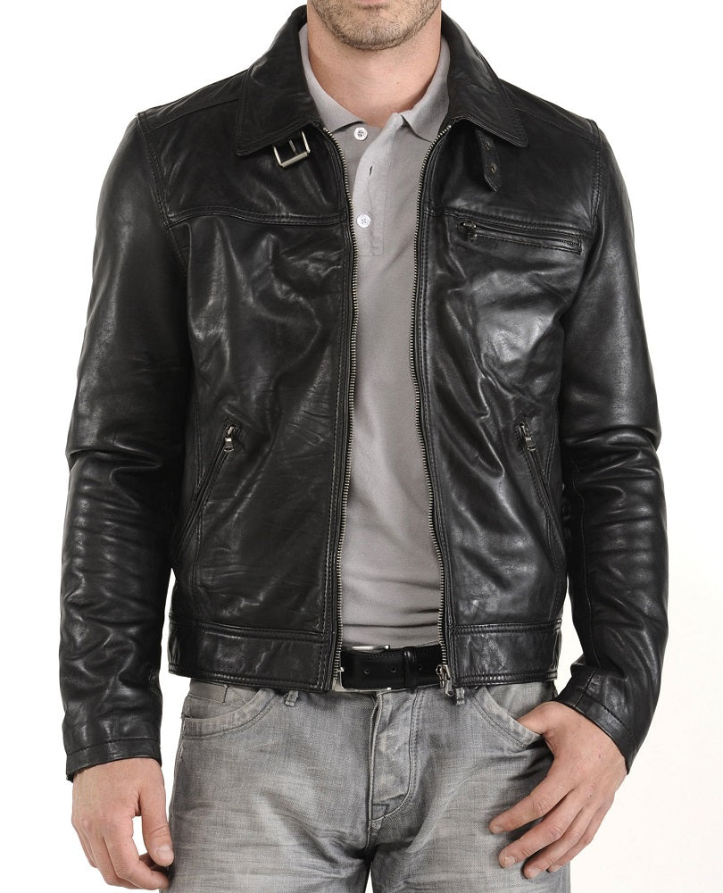 Men Lambskin Genuine Leather Jacket MJ152 freeshipping - SkinOutfit