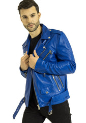 Men Genuine Leather Jacket MJ152 freeshipping - SkinOutfit
