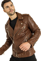 Men Genuine Leather Jacket MJ153 freeshipping - SkinOutfit