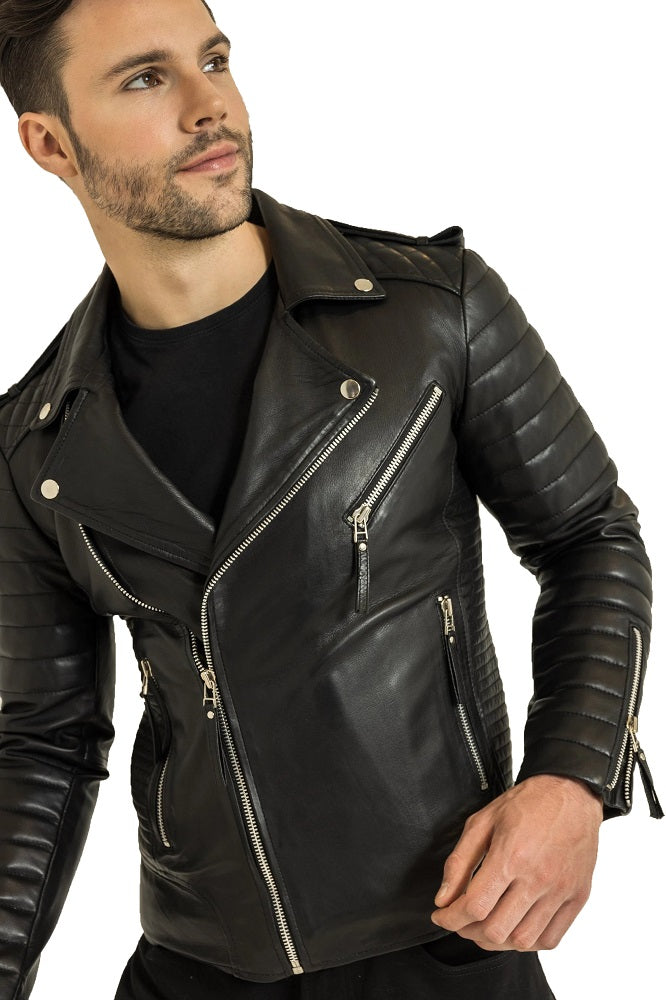 Men Genuine Leather Jacket MJ154 freeshipping - SkinOutfit