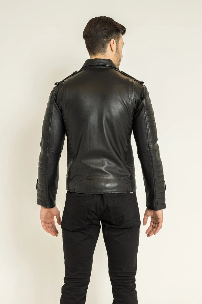 Men Genuine Leather Jacket MJ154 freeshipping - SkinOutfit