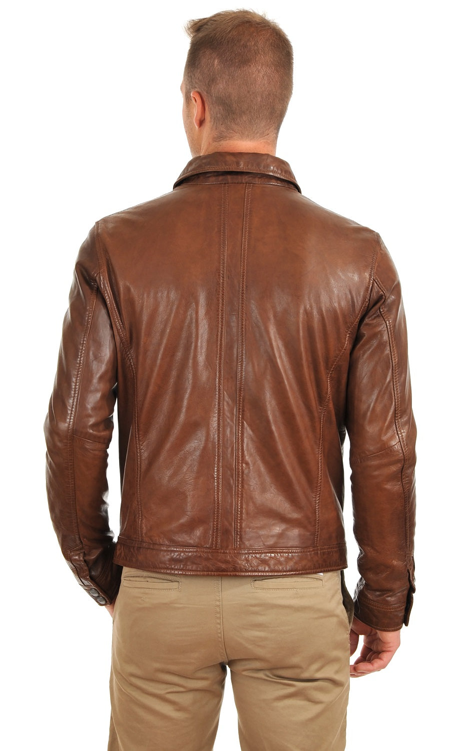 Men Genuine Leather Jacket MJ 15 freeshipping - SkinOutfit