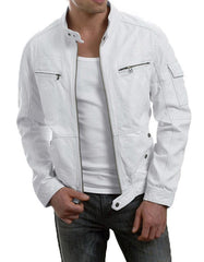 Men Lambskin Genuine Leather Jacket MJ 15 freeshipping - SkinOutfit