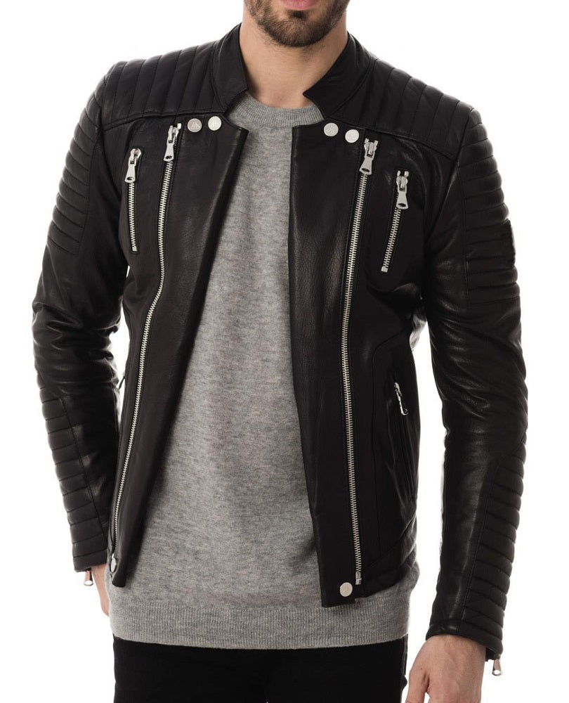 Men Lambskin Genuine Leather Jacket MJ161 freeshipping - SkinOutfit