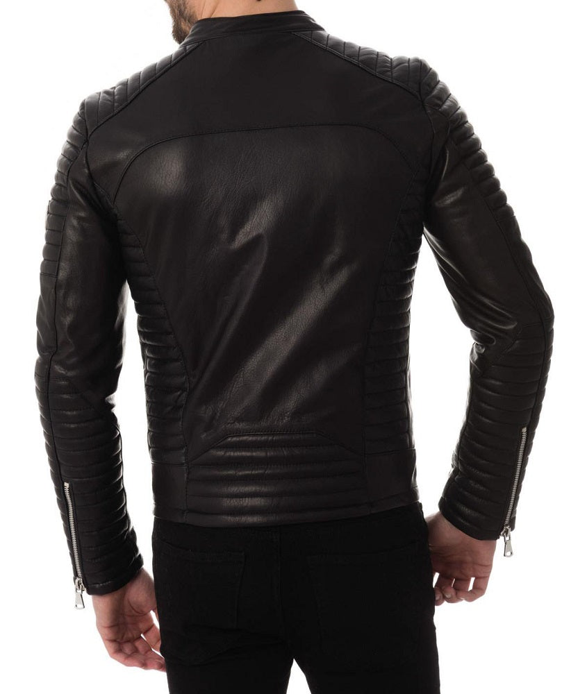 Men Lambskin Genuine Leather Jacket MJ161 freeshipping - SkinOutfit