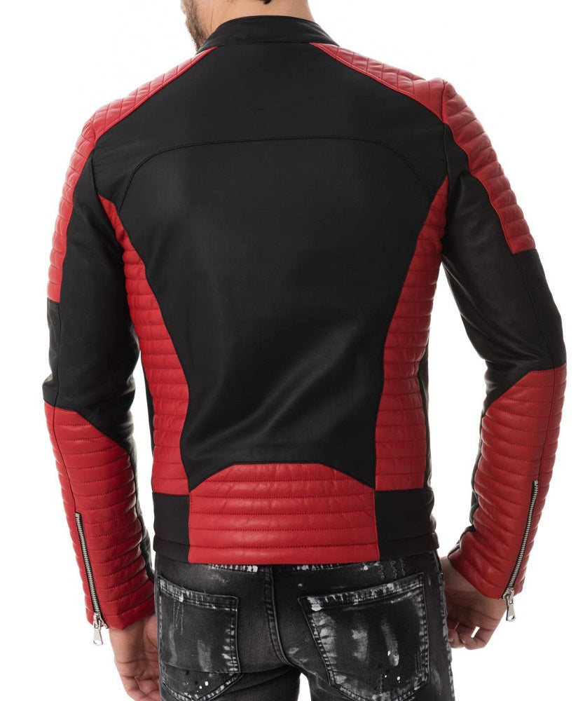 Men Lambskin Genuine Leather Jacket MJ163 freeshipping - SkinOutfit