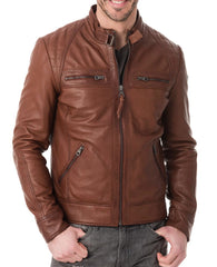 Men Lambskin Genuine Leather Jacket MJ168 freeshipping - SkinOutfit
