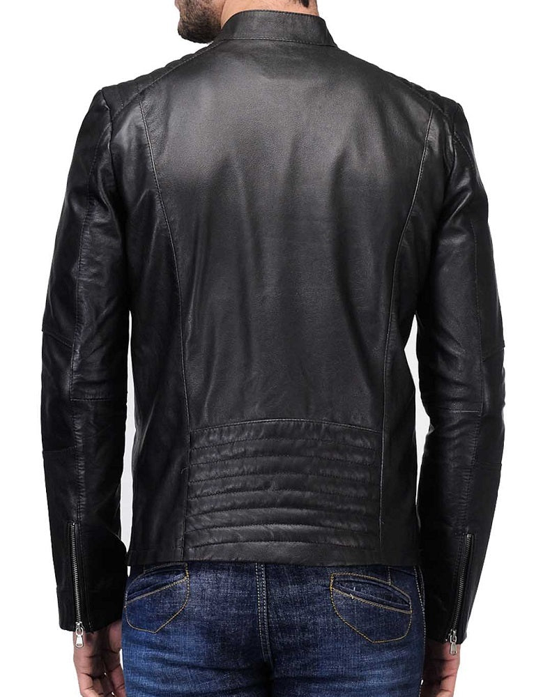 Men Lambskin Genuine Leather Jacket MJ173 freeshipping - SkinOutfit
