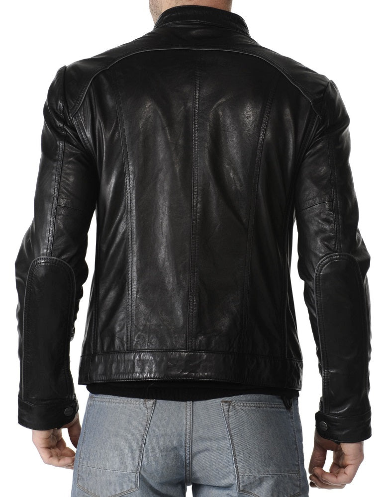 Men Lambskin Genuine Leather Jacket MJ179 freeshipping - SkinOutfit