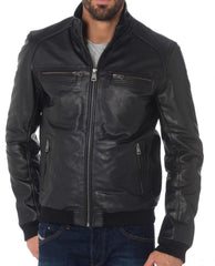 Men Lambskin Genuine Leather Jacket MJ181 freeshipping - SkinOutfit
