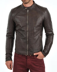 Men Lambskin Genuine Leather Jacket MJ183 freeshipping - SkinOutfit
