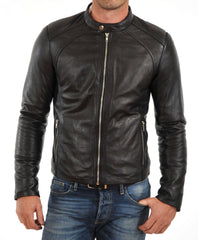 Men Lambskin Genuine Leather Jacket MJ184 freeshipping - SkinOutfit