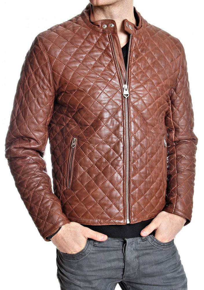 Men Lambskin Genuine Leather Jacket MJ187 freeshipping - SkinOutfit