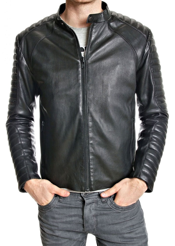 Men Lambskin Genuine Leather Jacket MJ188 freeshipping - SkinOutfit