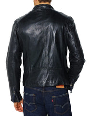 Men Lambskin Genuine Leather Jacket MJ189 freeshipping - SkinOutfit