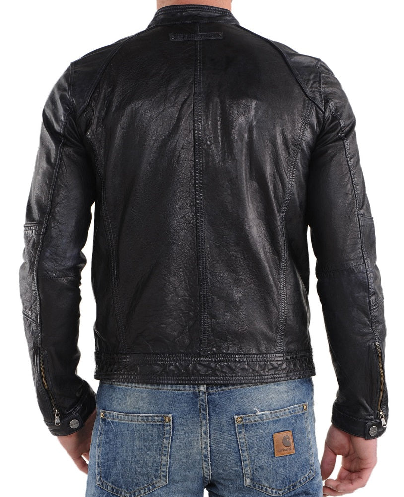 Men Lambskin Genuine Leather Jacket MJ 18 freeshipping - SkinOutfit