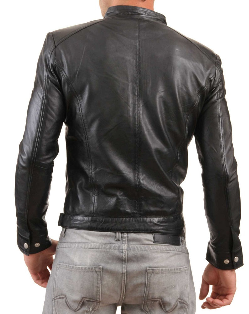 Men Lambskin Genuine Leather Jacket MJ192 freeshipping - SkinOutfit