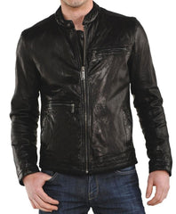 Men Lambskin Genuine Leather Jacket MJ195 freeshipping - SkinOutfit