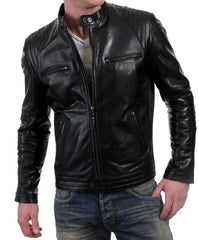 Men Lambskin Genuine Leather Jacket MJ196 freeshipping - SkinOutfit