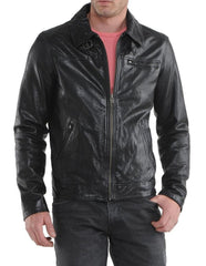 Men Lambskin Genuine Leather Jacket MJ198 freeshipping - SkinOutfit