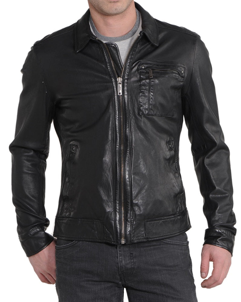 Men Lambskin Genuine Leather Jacket MJ 19 freeshipping - SkinOutfit