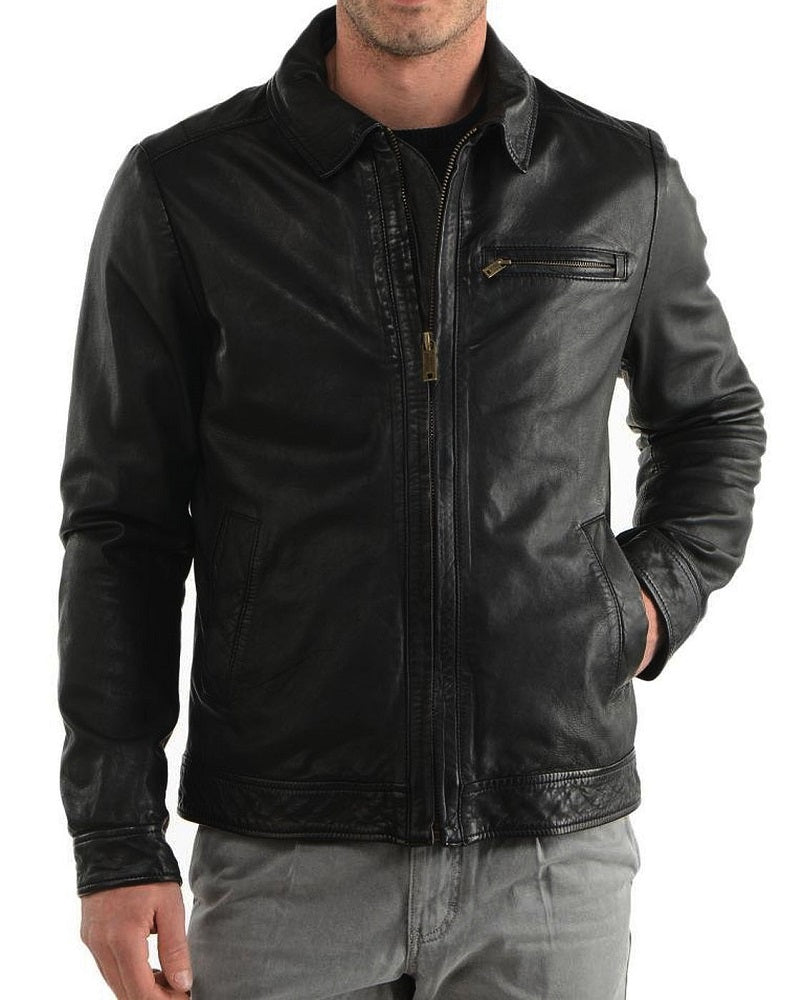 Men Lambskin Genuine Leather Jacket MJ200 freeshipping - SkinOutfit