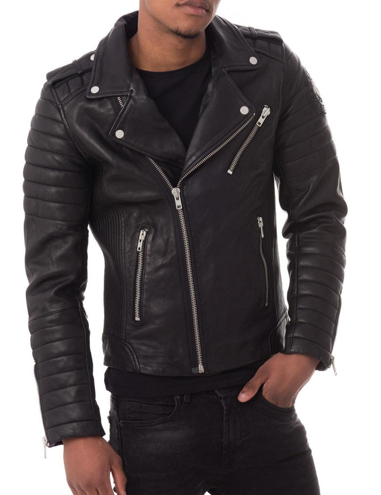 Men Lambskin Genuine Leather Jacket MJ207 freeshipping - SkinOutfit